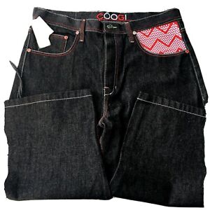 Coogi Australia Mens 40 Hip Hop Baggy Embroidered Denim Black Long Shorts NEW