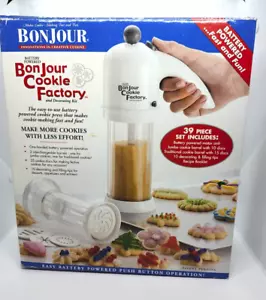 Bonjour Cookie Factory Pre-Owned Original Box Cookie Discs Decorating Tips - Picture 1 of 19