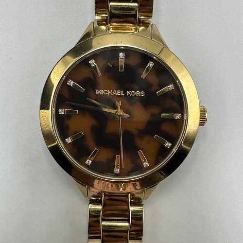 Orologio Michael Kors Donna Tono Oro Marrone Tartaruga Quadrante 36MM Funzionante