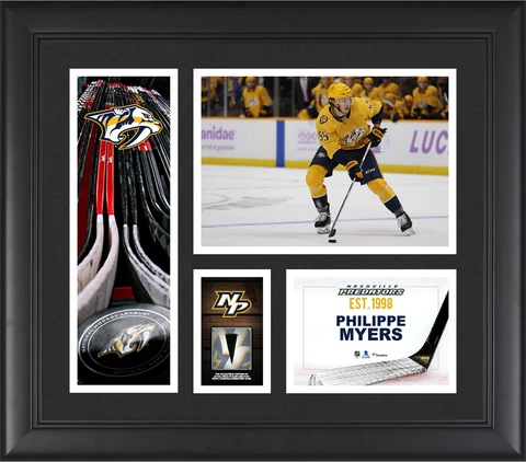 Philippe Myers Predators FRMD 15" x 17" Player Collage with a Piece of GU Puck Cover