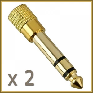 2X 6.3mm Male Plug to 3.5mm Female Jack Stereo Headphone Audio Adapter Connector - Picture 1 of 10