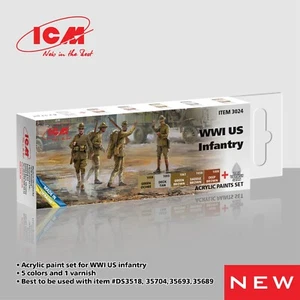 ICM 3024 Acrylic paint set for WWI US infantry for Plastic model kit - Picture 1 of 12
