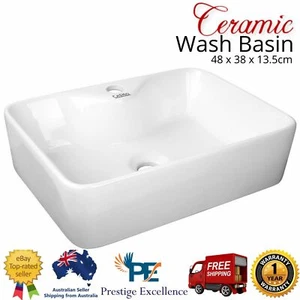 Ceramic Wash Basin Sink Bowl Glossy Above Counter Top Bathroom Vanity Rectangle - Picture 1 of 8