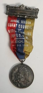 1906 Vintage North Carolina IMPROVED ORDER of RED MEN Great Council Medallion - Picture 1 of 6