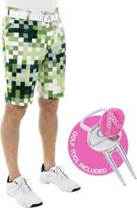 Royal and Awesome Men`s Golf Shorts Loud MacLeod Yellow Tartan + Tool W 30 - 44 - Picture 1 of 5