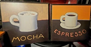 Juego de 2 cafés de decoración de cocina: espresso y mocha 12 x 12 arte de pared - Imagen 1 de 8