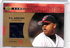 C.C.SABATHIA 2002 UPPER DECK UD GAME SWATCHES GAME WORN JERSEY - Picture 1 of 1