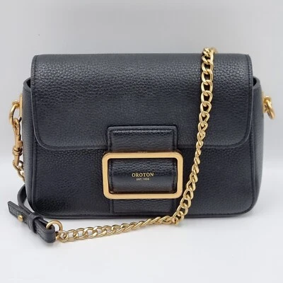 Oroton Astrid Black Genuine Leather Small Crossbody Shoulder Bag Purse Designer - Image 1 of 4