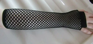Black Elbow Fishnet Gloves One Size D14 - Picture 1 of 1