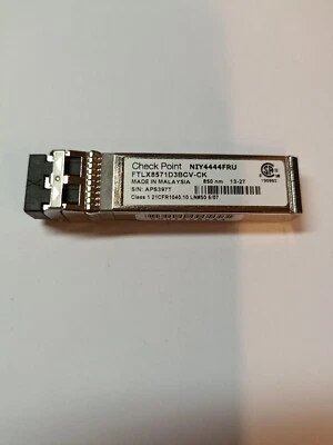 NEW Check Point NIY4444FRU 10Gbps FTLX8571D3BCV-CK 10gbase-sr SFP+ Transceiver - Image 1 of 2