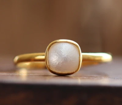 Natural Freshwater Pearl Ring Gold Plated Ring Handmade Ring Engagement Ring Gif - Image 1 of 3