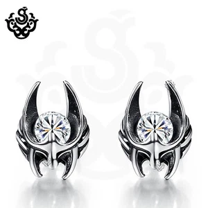 Silver stud clear made with swarovski crystal earrings soft gothic 0.25ct unisex - Picture 1 of 1