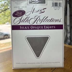 Pantimedias vintage Hanes seda reflejos talla CD color tierra ligeras opacas - Imagen 1 de 4