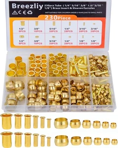 Klemmverschraubungen Set 6 Größen Messing Aderendhülsen & Einsätze Luft Wasser - Bild 1 von 4