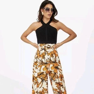 NWOT Sheike Wild Bloom Palazzo Pant Buckles 8 Wide Leg - Picture 1 of 6