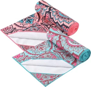 Tudomro 2 Pcs Yoga Towel, Non Slip Hot Mat Towel 73'' x 25'' Large, Pink  - Picture 1 of 7