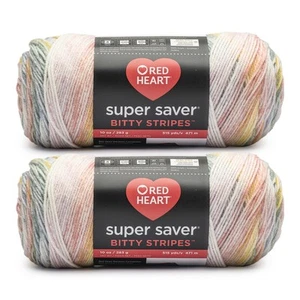 Super Saver Bitty Stripe Rainbow Mist Yarn - 2 Pack of 10oz/283g - 100% Acryl... - Picture 1 of 8