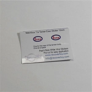 Matchbox Lesney 11a1 Esso Petrol Tanker 10mm Stickers - Picture 1 of 4