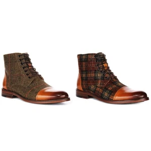 Justin Reece England Lace Up Brogue Toe Mens Boot In Brown UK 6 - 14 - Picture 1 of 13