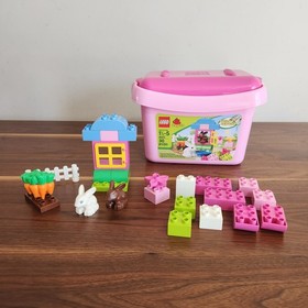 Lego Duplo Pink Brick Box Set 4623 Bunny Garden Toddler Incomplete Missing Bowl