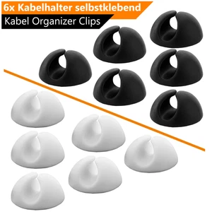 6x Kabelhalter selbstklebend Kabelhalterung Kabelmanager Kabel Organizer Clips - Bild 1 von 16