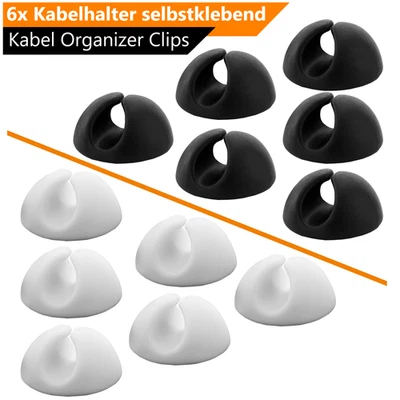 6x Kabelhalter selbstklebend Kabelhalterung Kabelmanager Kabel Organizer Clips - Bild 1 von 4