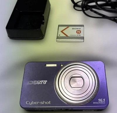 Sony Cyber shot DSC-W570 16.1MP 5x Compact Digital Camera Purple F/S From Japan - Image 1 of 4