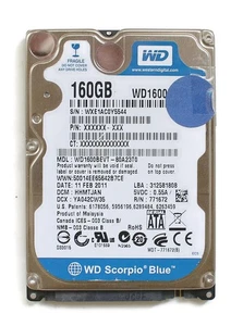 Wd scorpio blue 160gb 2.5'' sata hdd wd1600bevt, 01dec2010, dcm: hhctjhn - Picture 1 of 2