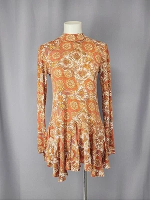 Vestido Free People Mujer Pequeño Óxido Floral Espalda Abierta Manga Larga Mini Boho Foto 1 de 4