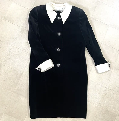 Wednesday Addams Costume Dress Neiman Marcus Vintage Black Velvet David Hayes - Image 1 of 4