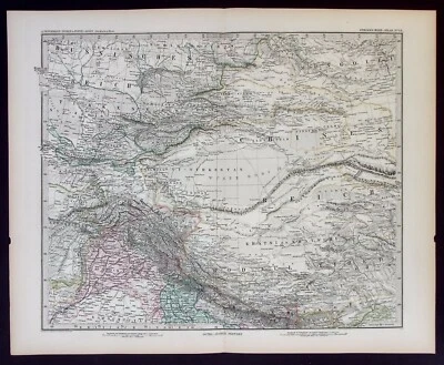 ASIA CENTRAL, RUSIA, CHINA, TURQUESTÁN, TÍBET mapa antiguo original, Stieler 1889 Foto 1 de 4