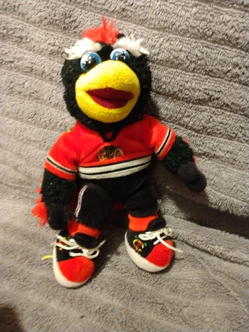 Tommy Chicago Blackhawks Mascot Plush 8" Stuffed Toy Hockey NHL  poor condition Cover