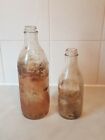 Genuine Malt Vinegar Glass Bottles x 2 Vintage Collectible Will Require a Clean