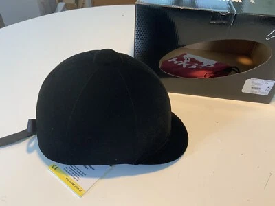 Klassischer Kinder Reiterhelm Schutzhelm f. Reitsport Schwarz Samt 52cm - Bild 1 von 4