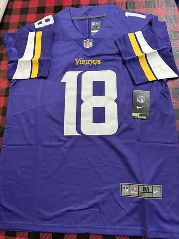 NFL Justin Jefferson #18 Minnesota Vikings stitched football jersey men’s M NWT Cover