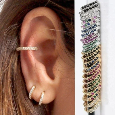 ORECCHINI A CERCHIO UOMO DONNA PLACCATO ARGENTO 925 STRASS ZIRCONI MADE IN ITALY - Immagine 1 di 4