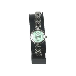 l.e.i. Reloj Mujer Tono Plateado Cara Verde Pulsera Banda Batería Nueva FUNCIONANDO - Imagen 1 de 6