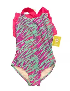 Cat & Jack Size XS 4 5 One Piece Shorts 2 Piece Swim Set Swimsuit Girls *3C - Picture 1 of 7