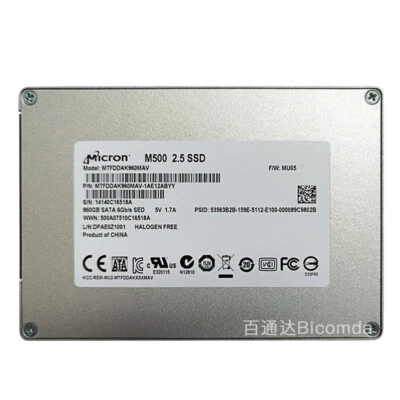 Micron M500 960GB SSD SATA MTFDDAK960GMAV Solid State Drive MU05 6Gb/s SED - Image 1 of 4