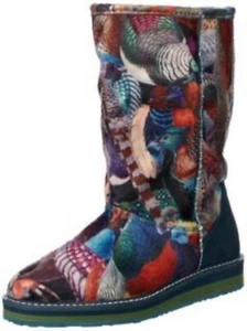 Desigual Authentic Women's Flat Velvet Mid Calf Panda Boots 28ts119-5077 UK 3.5 - Picture 1 of 12