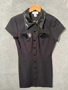 XOXO Button Down A-Line Midi Shoulder Sleeve Breast Pocket Dress Women's 7 Black - Picture 1 of 6