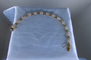 Ladies Sterling Silver Gold Plated Bracelet 8" X-O Design - Picture 1 of 8