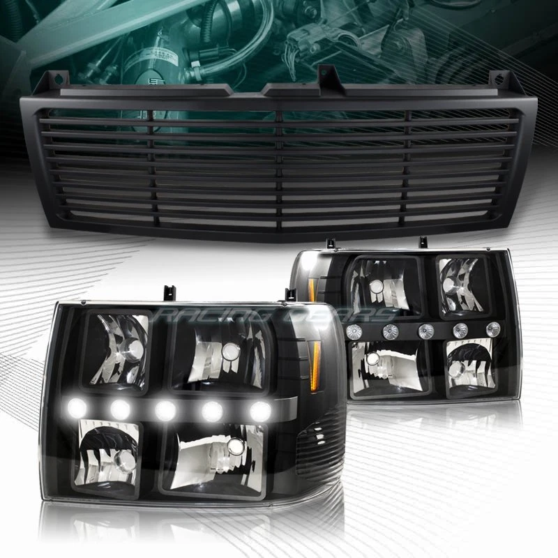 Luces LED de carcasa negra + rejilla para Chevy Tahoe/Suburban 1500 2500 00-06 Foto 1 de 4