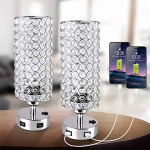 2pcs LED Crystal Table Lamp USB Night Light Kids Xmas Decor Gift Bedroom Decor - Picture 1 of 9