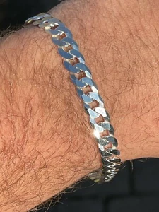 8mm Mens Miami Cuban Bracelet Real Solid 925 Sterling Silver 7" 7.5" 8" 8.5" 9" - Picture 1 of 10
