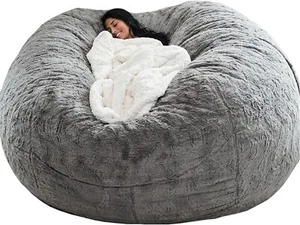Microsuede 7ft Giant Bean Bag Memory Foam Cover Indoor Outdoor Soft Sofa - Picture 1 of 4