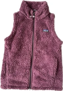 Patagonia Los Gatos Sherpa Fleece Vest Girls Large Mauve Purple Plum Full Zip - Picture 1 of 6