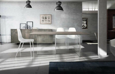 Mesa de Comedor Fijo Studio Oficina Moderno Piernas Vidrio Plan Maciza Design - Imagen 1 de 4
