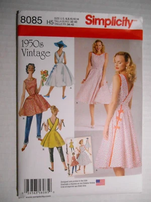 Simplicity Vintage 1950s WRAP DRESS APRON Reissue Sewing Pattern 8085 Retro 6-14 - Image 1 of 2