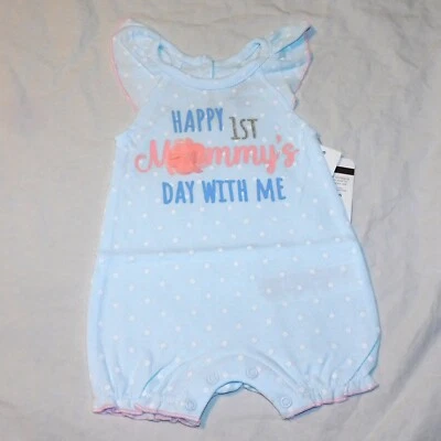 Nuevo Bebé Niña Primer Día de la Madre Mameluco Una Pieza Madres Mamá Recién Nacida y 12M Foto 1 de 2